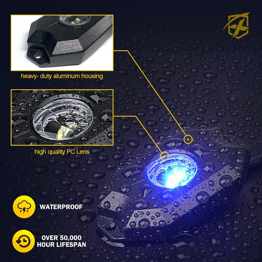 RGBW LED Rock Lights Kit with Bluetooth Remote, 10 Pods F860039