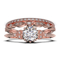 2.25 Carat Round Cut Diamond Moissanite Floral Engagement Ring In 925 Sterling Silver With 18K Rose Gold Plating O2621