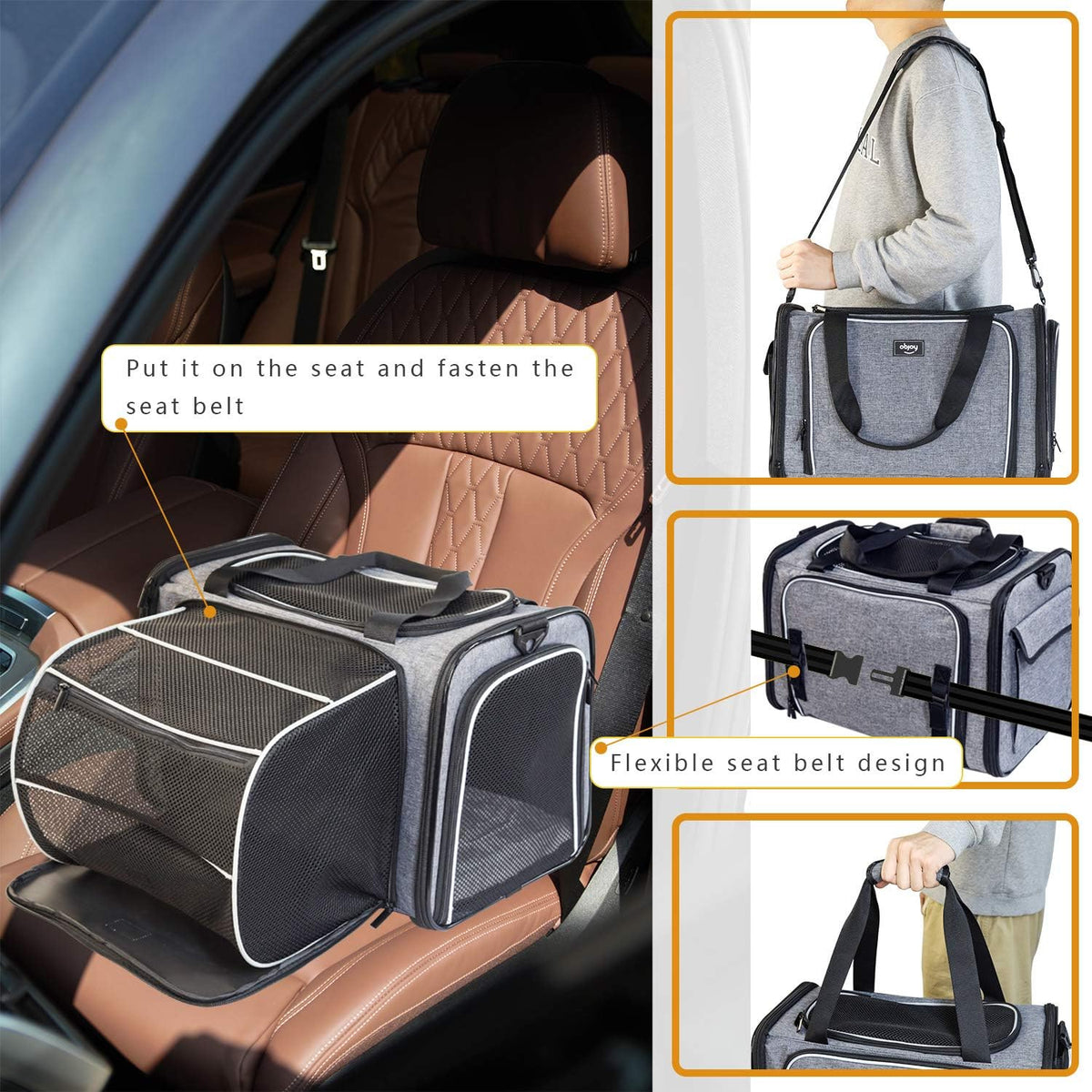 Airline Approved Soft Sided Expandable Collapsible Pet Carrier G74547
