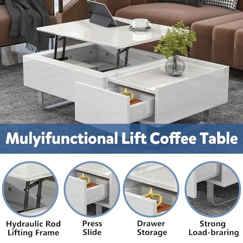 Black Lift Top Coffee Table with Storage and Hidden Compartment J298447