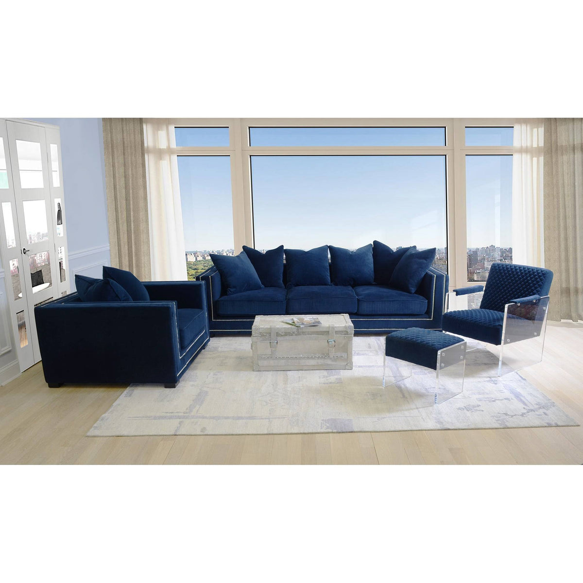 Navy Acrylic Velvet Accent Chair D30314