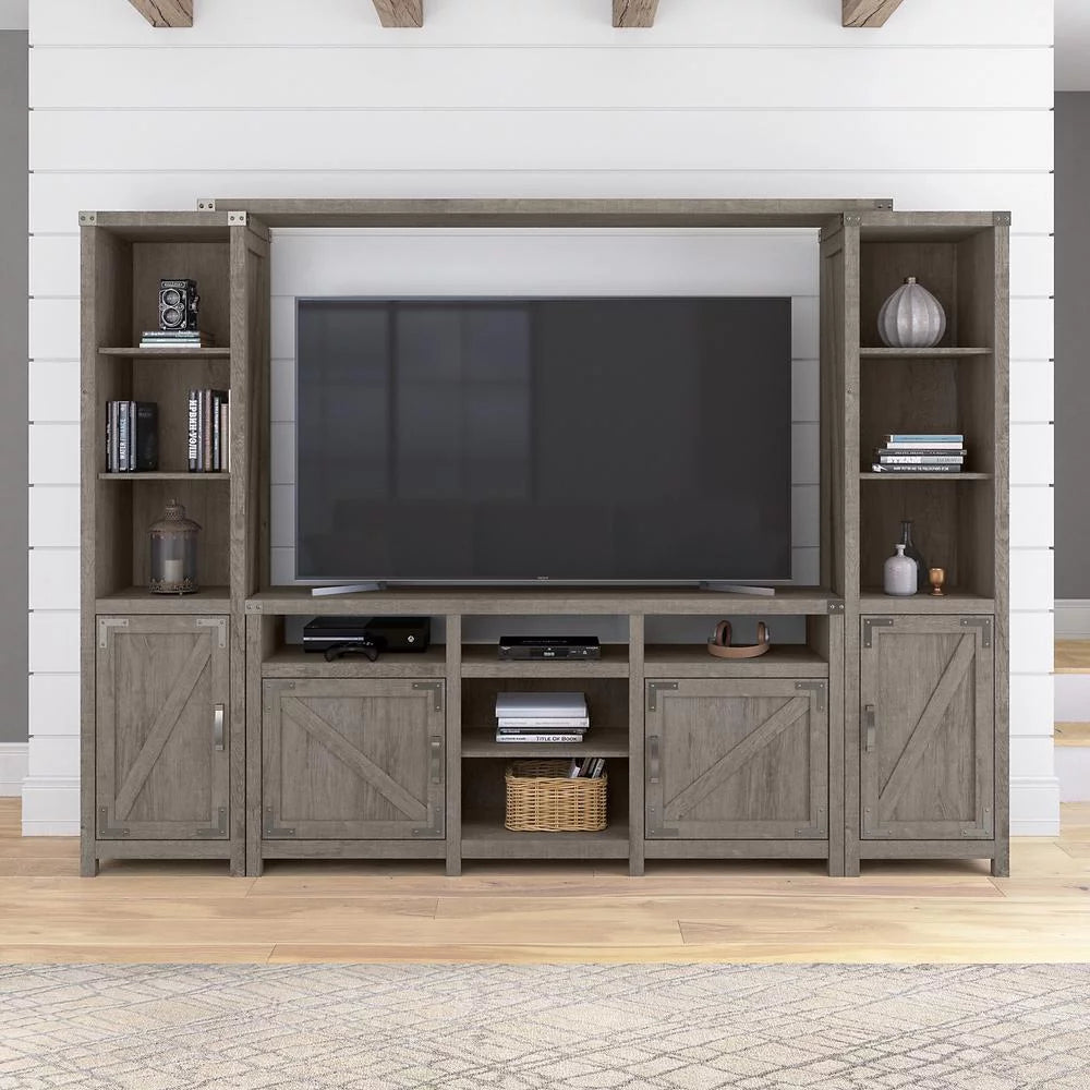 Restored Gray Entertainment Center with Shelves D2765