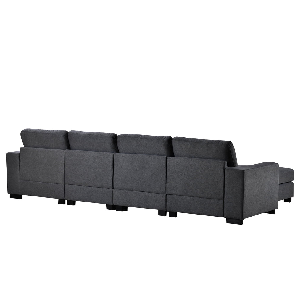 Gray U Shaped 6 Seater Sectional Sofa with Ottomans T311