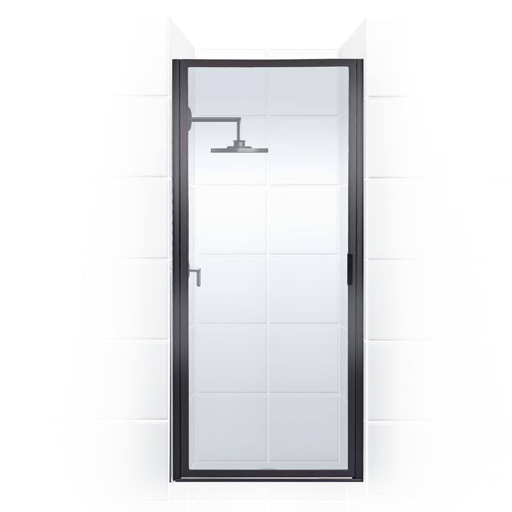 29 inch x 82 inch Framed Continuous Hinge Shower Door, Black Z384