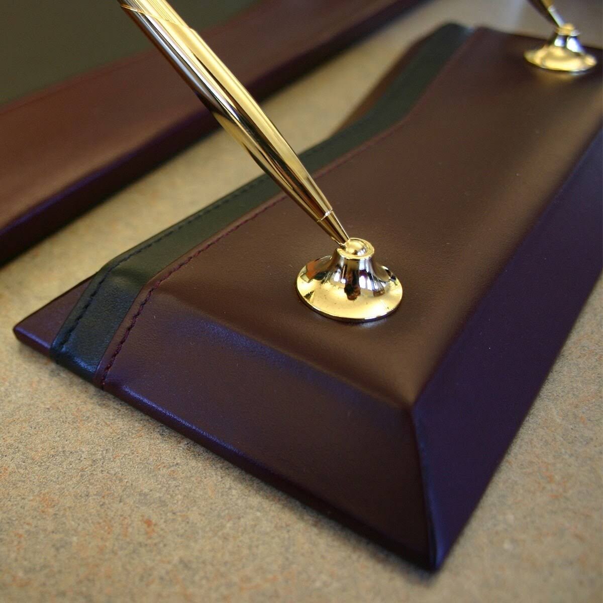 Burgundy Leather Double Pen Stand Q810874
