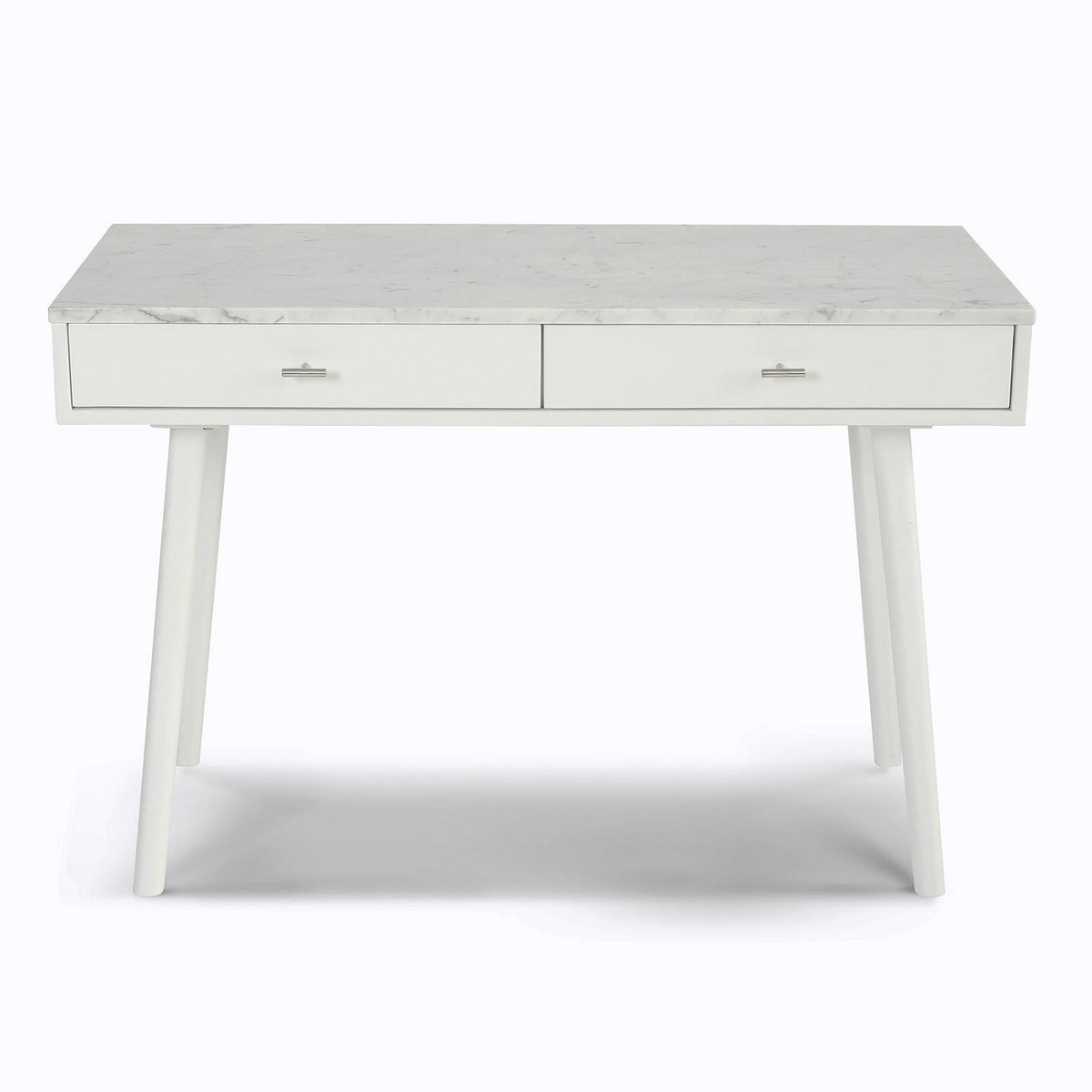 Rectangular Italian Carrara White Marble Writing Desk with Black Legs Z501