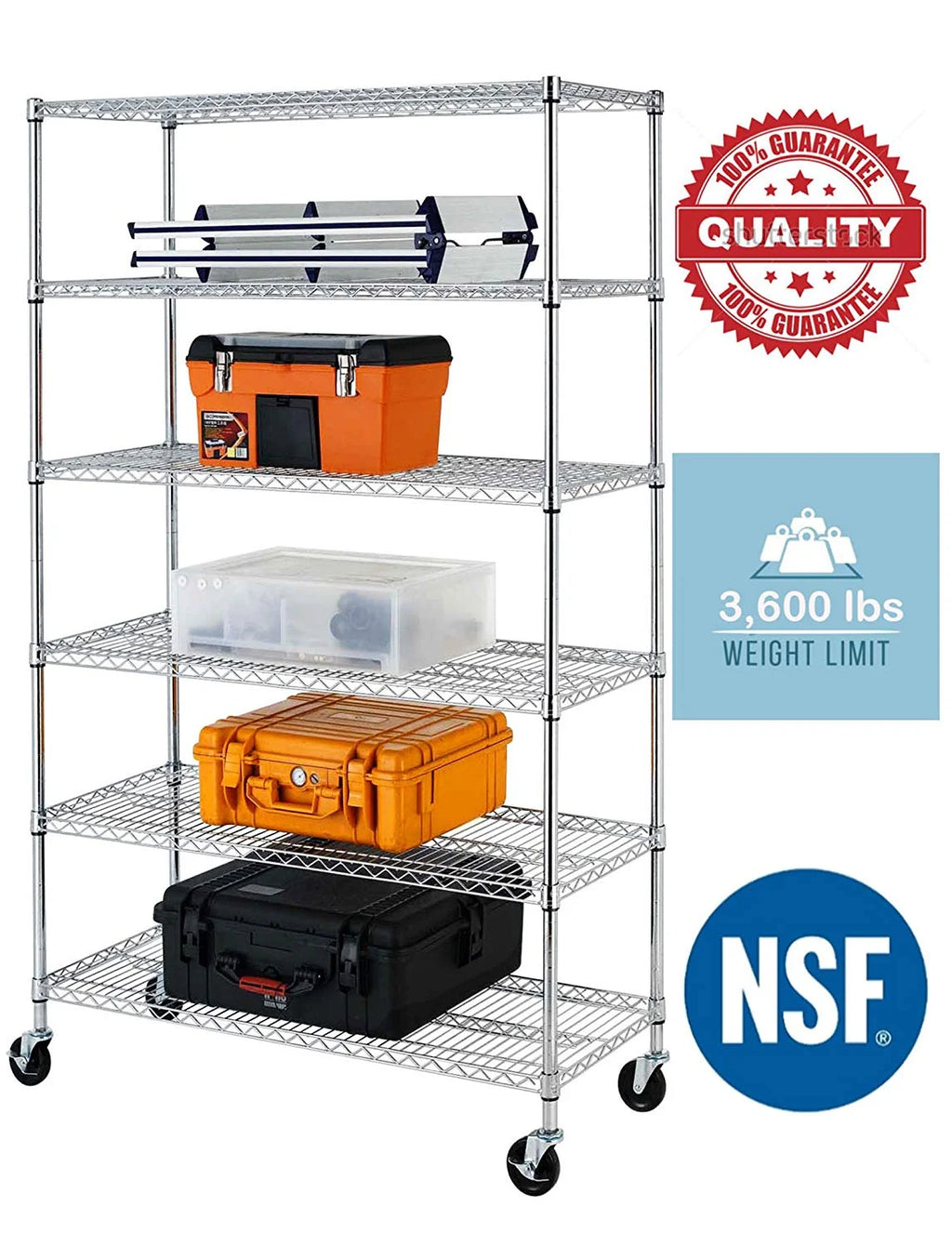 Black 6-Tier Adjustable Wire Shelving Unit M4165