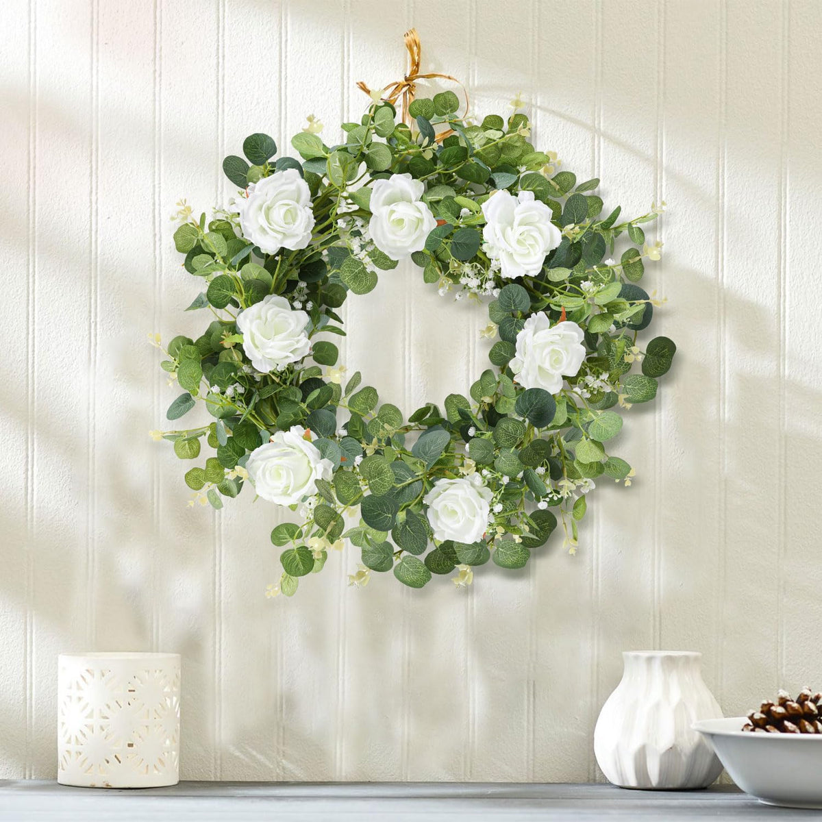 6.5ft Artificial Eucalyptus Garland with Flowers U1465