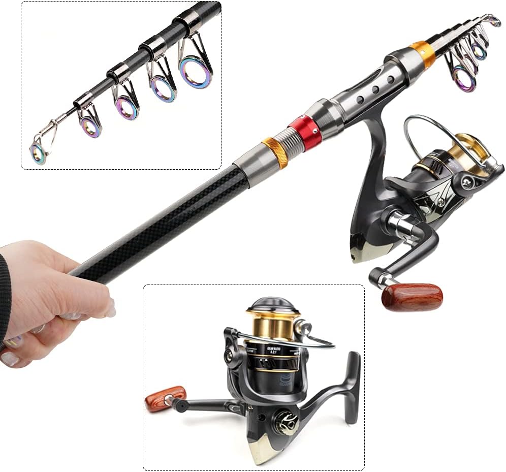 Telescopic Fishing Rod Combos with Spinning Reels and Carrier Bag W800
