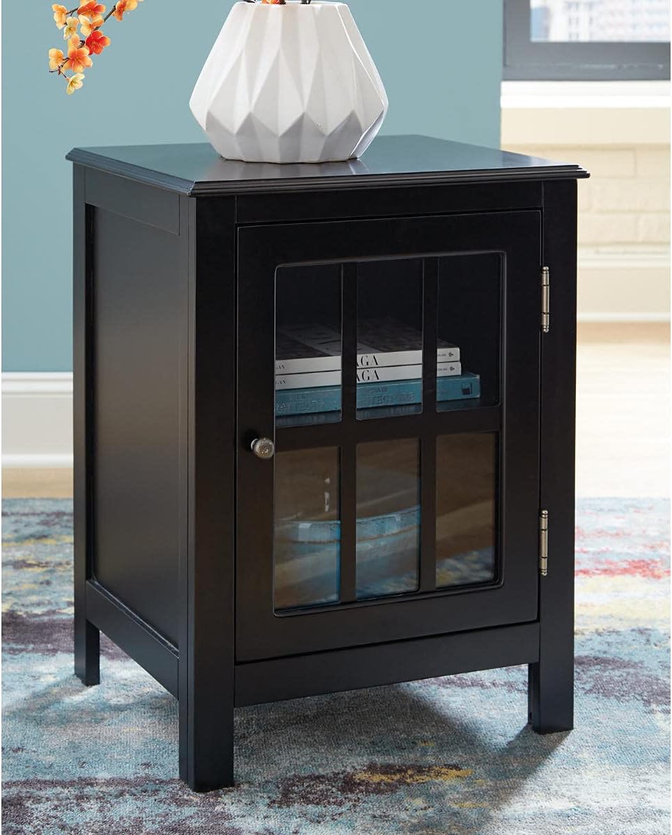 Black Modern Farmhouse Accent Cabinet End Table M3020
