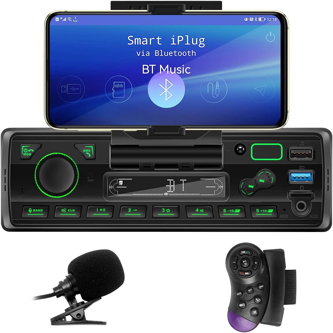 Single Din Car Stereo with Bluetooth MP3 Player, Pack of 2 E5006