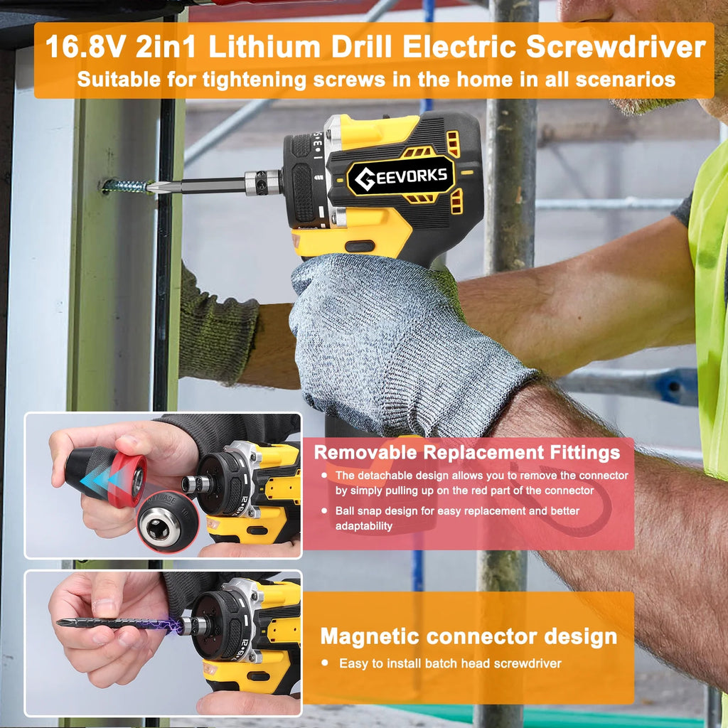 16.8V 2in1 Lithium Electric Screwdriver 45Nm Torque V2316