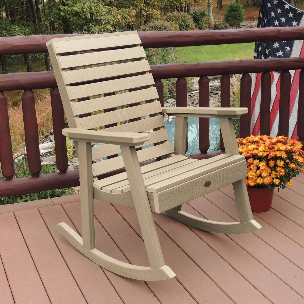 White Synthetic Wood Rocking Chair Q143