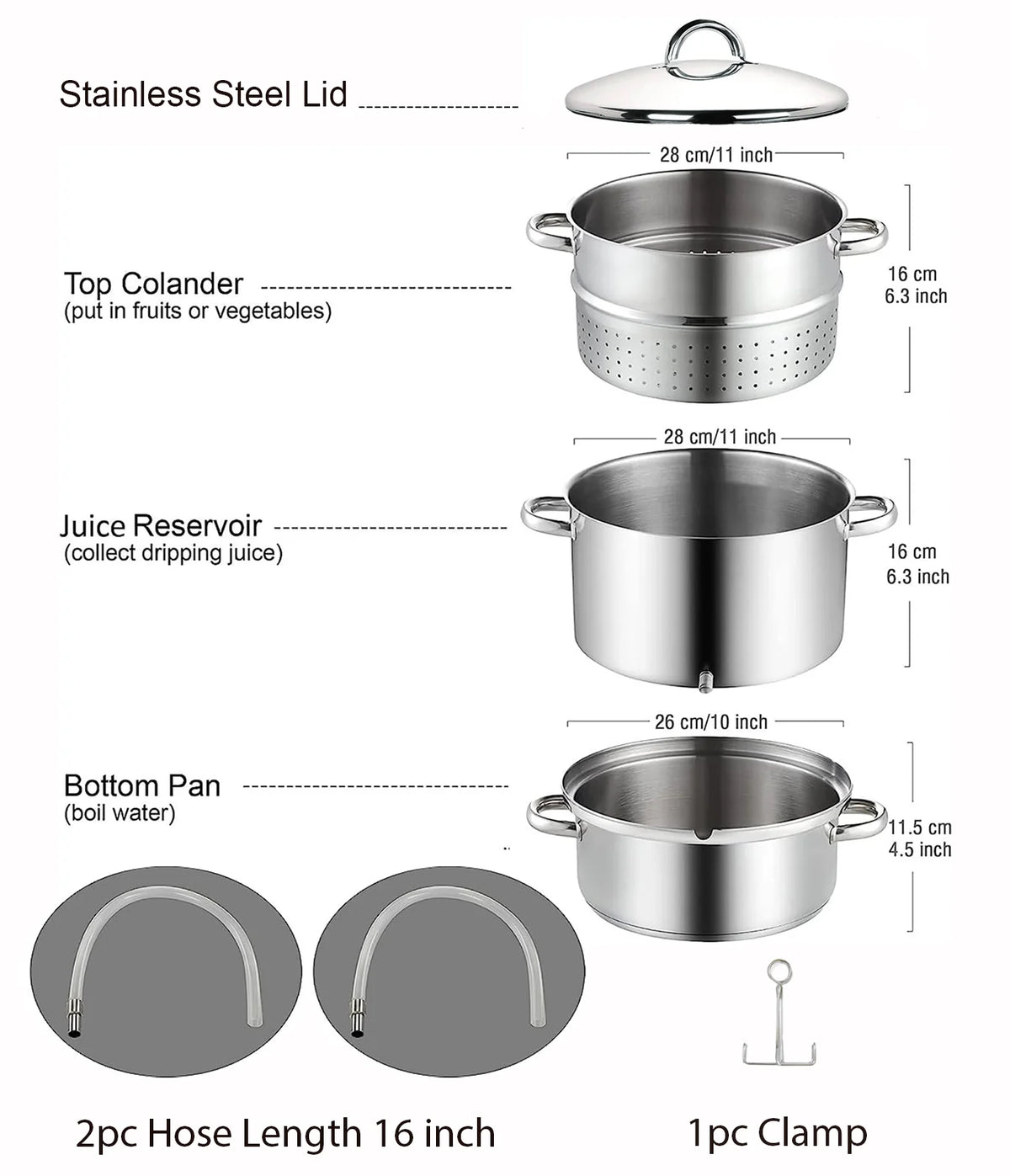 11-Quart Stainless Steel Canning Steamer Pot with Strainer and Lid V88901
