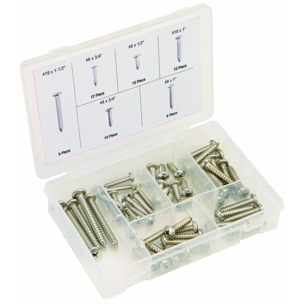 Stainless Steel Sheet Metal Screw Assortment, 52 Piece L4939