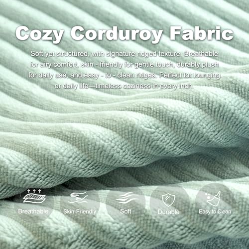 Corduroy Bean Bag Chair with Neck Pillow and Ottoman P4845
