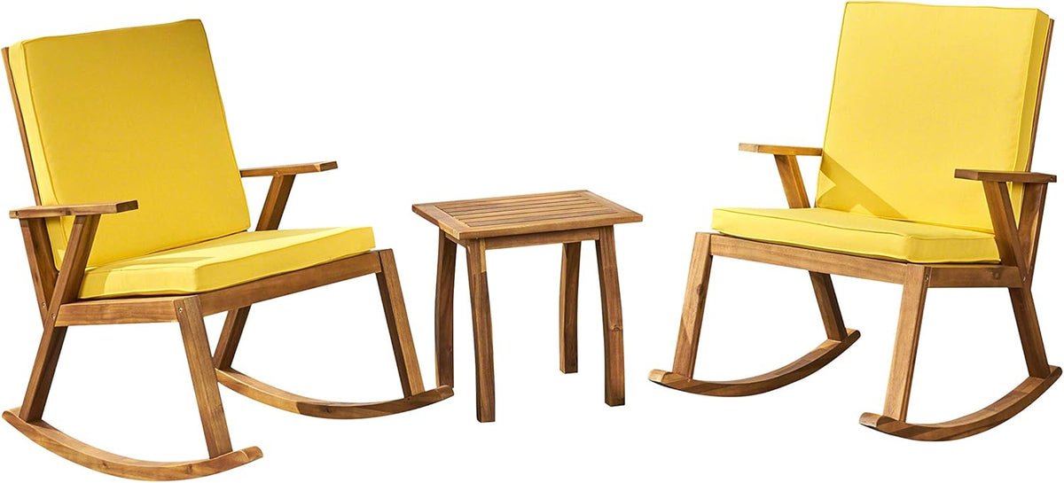 Acacia Wood Rocking Chairs with Accent Table I696
