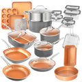 32 Pcs Nonstick Cookware Bakeware Food Storage Set Red Z709359