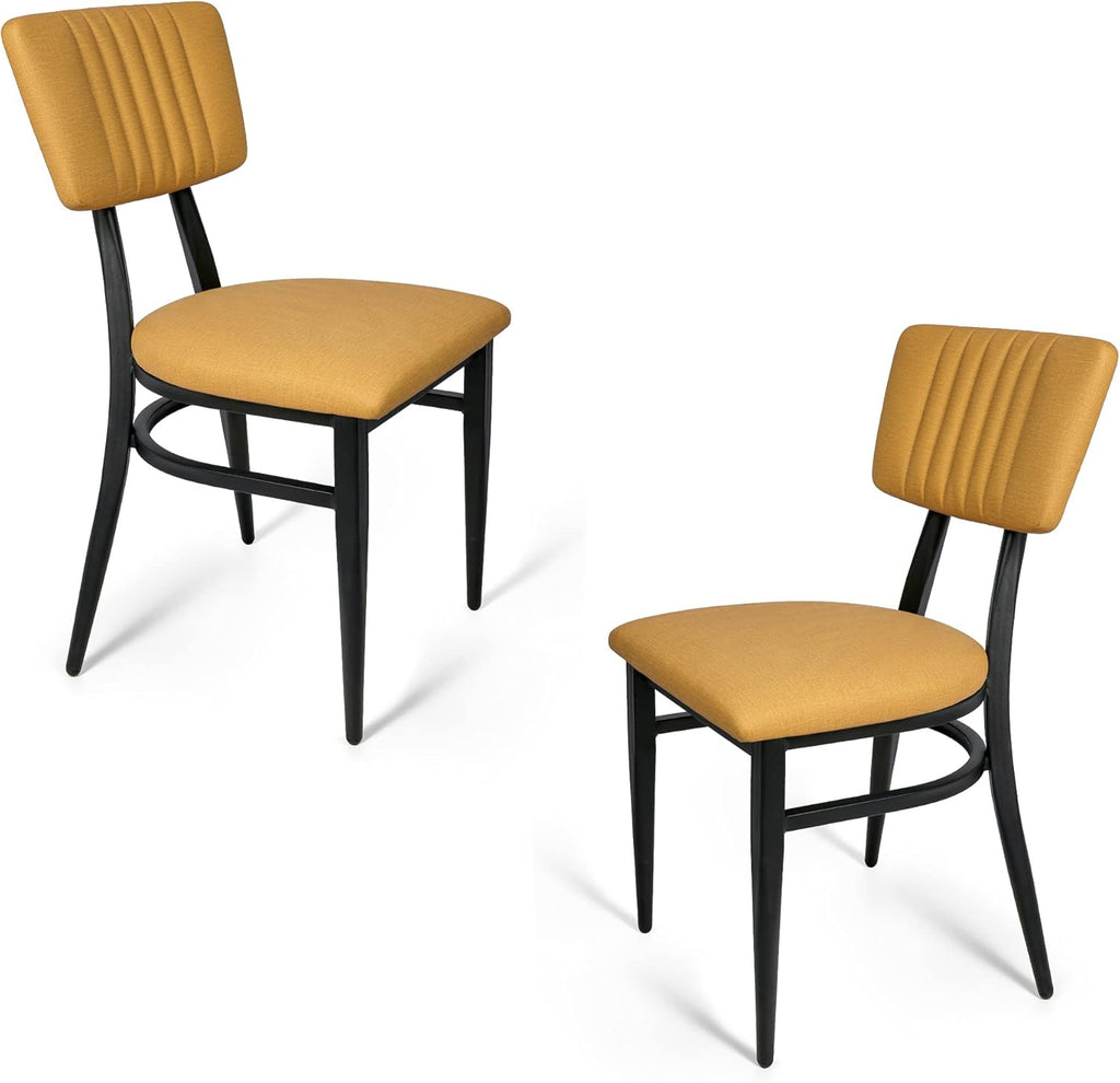 Set of 2 Metal Stackable Dining Chairs with Wood Seat S843771