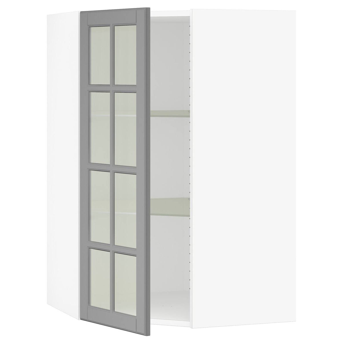 Corner Wall Cabinet with Glass Door, White/Gray, 26x15x40 W67110