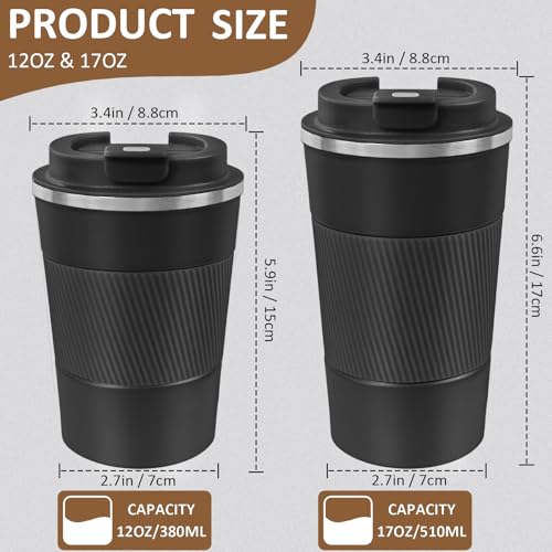 4 Pack 17oz Insulated Stainless Steel Coffee Mug with Lid A612