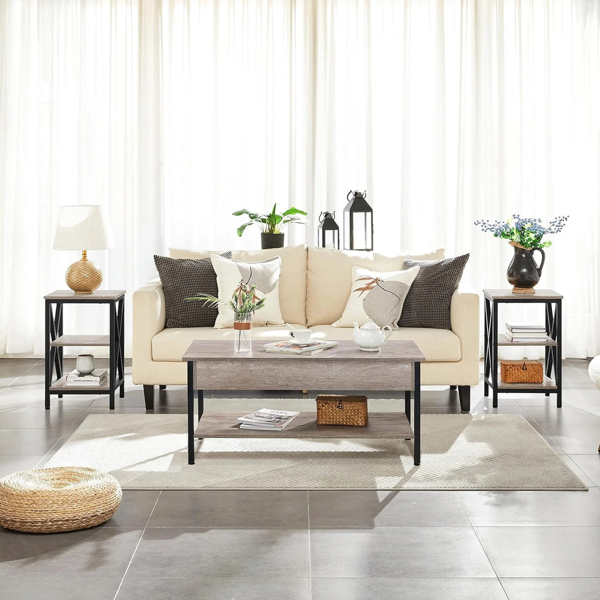 Lift Top Coffee Table Set of 3 with Hidden Storage B31554