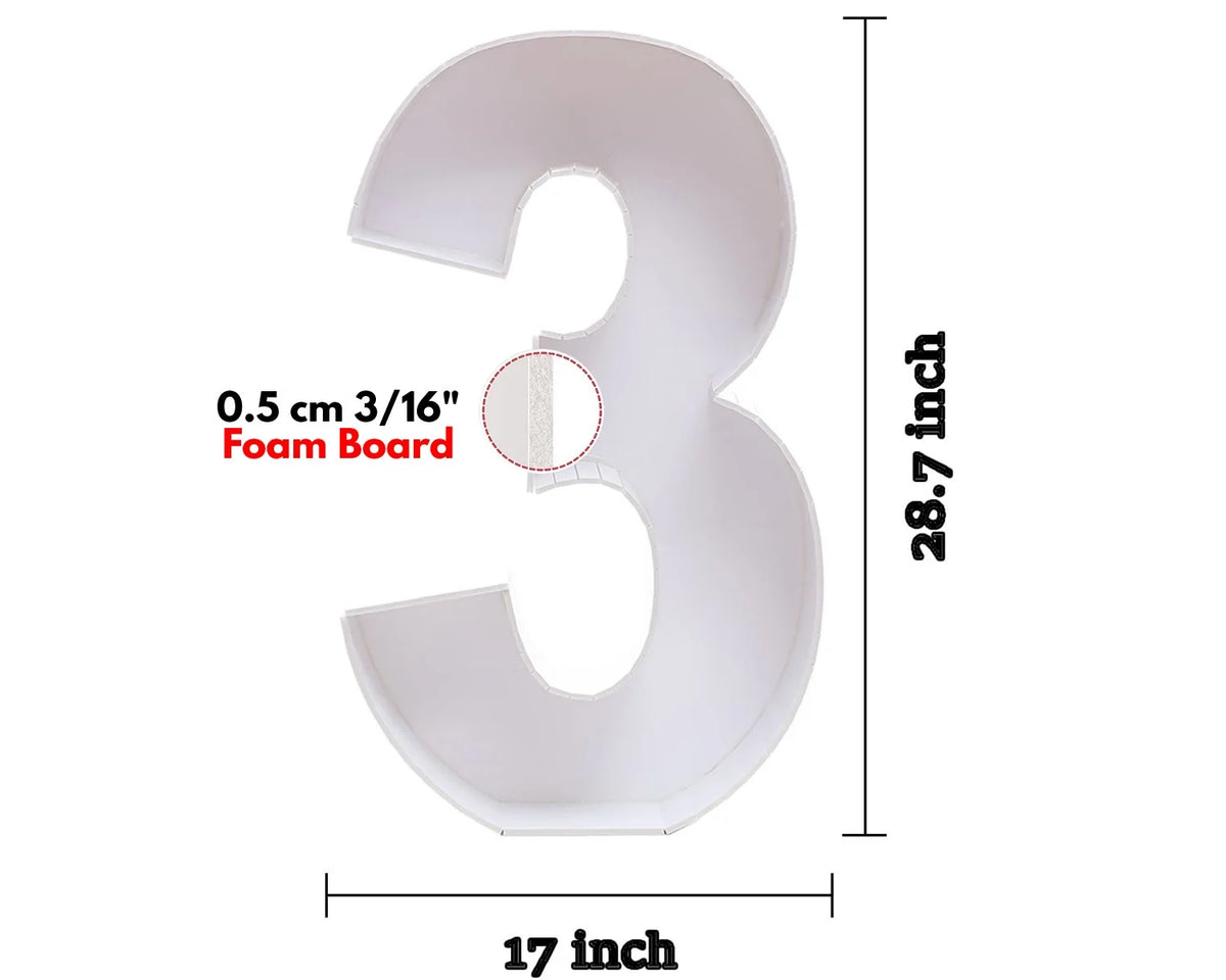 3 Pre-Cut Cardboard Light Up Mosaic Number Balloon Kit U515994