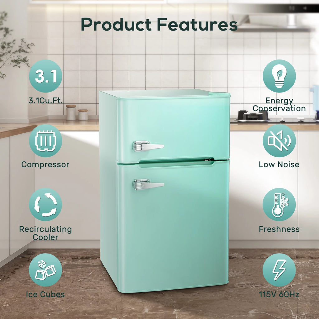 Mini Refrigerator 3.2Cu.Ft Compact Fridge 2-Double Doors with a Freezer M815
