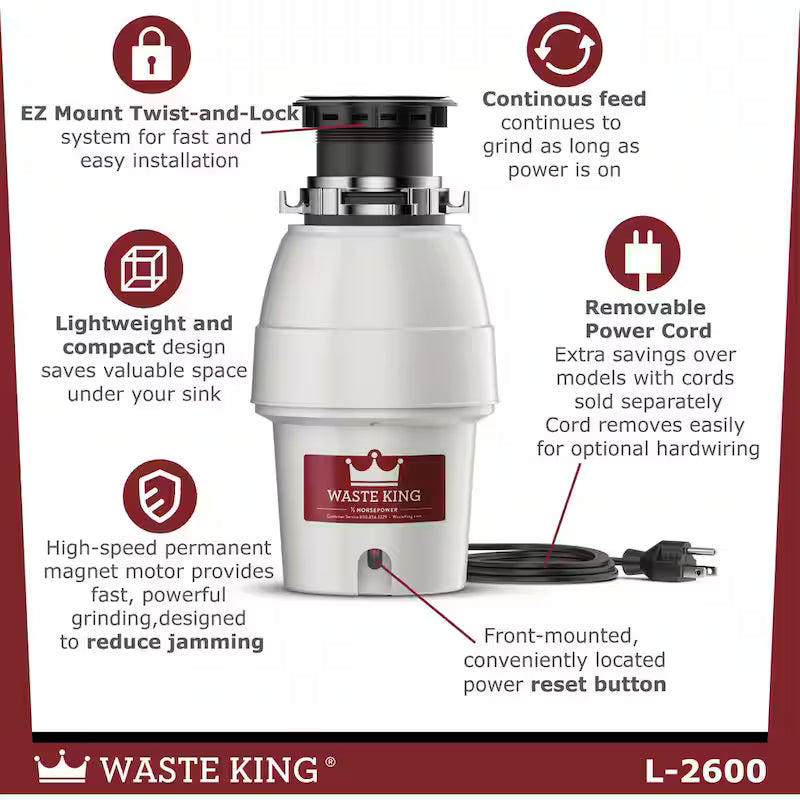 1/2 HP Continuous Feed Garbage Disposal S82647