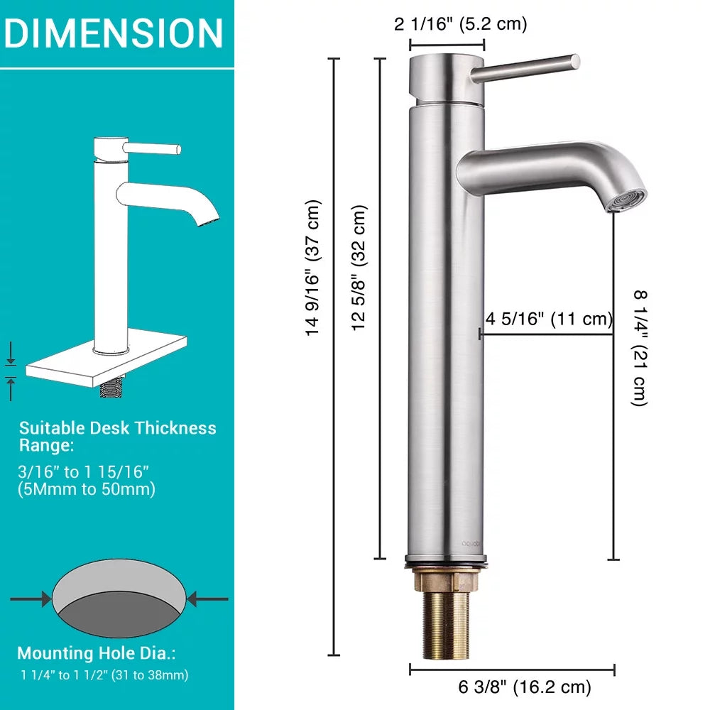 Single Handle Vessel Sink Faucet 14 inch Tall Brushed Nickel W9540