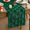Green Plush Faux Fur Jacquard Christmas Table Runner 13x72 Inch F736488