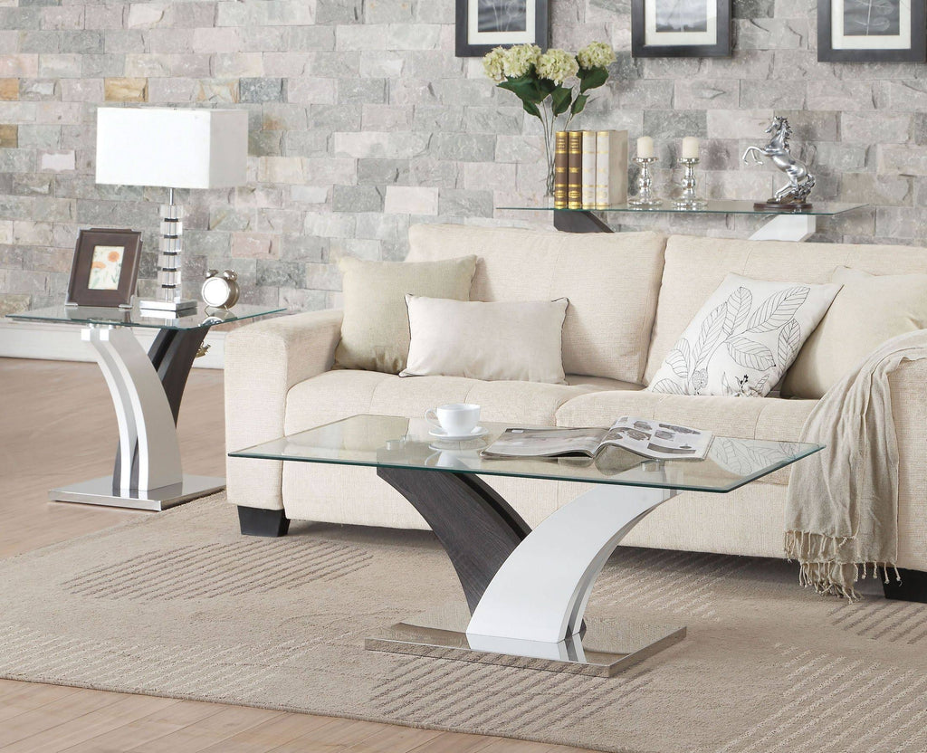 Clear Glass White Walnut Sofa Table J803