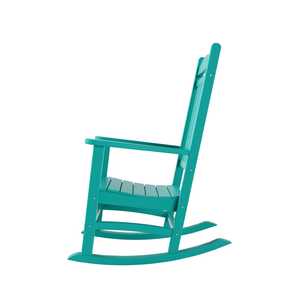 Plastic Outdoor Rocking Chairs Set of 2, Turquoise V347