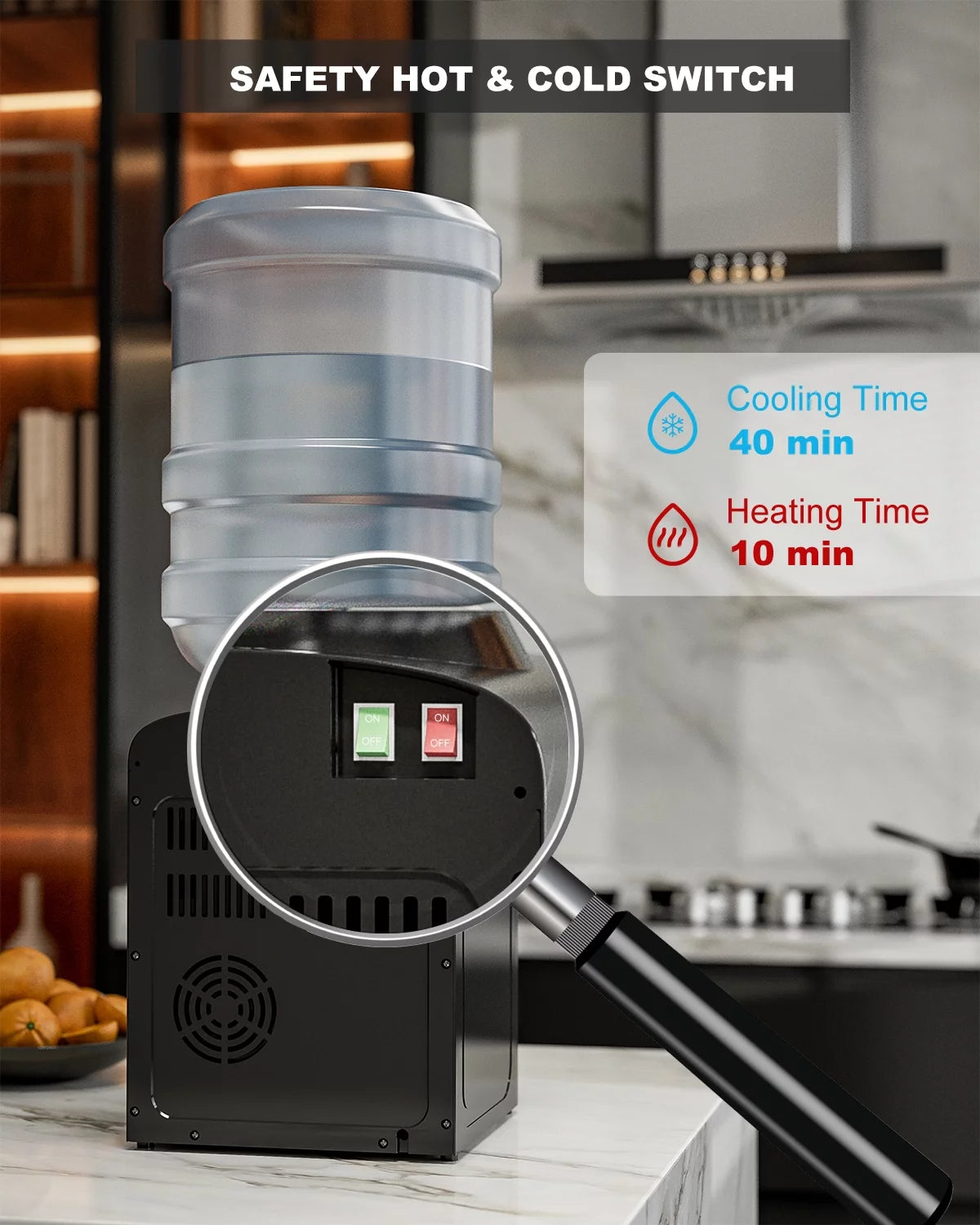 Black Top Loading Water Cooler Dispenser, Hot & Cold Water L9230