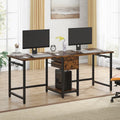 78 Inch 2 Person Desk with 2 Drawers and Storage Shelves K5843