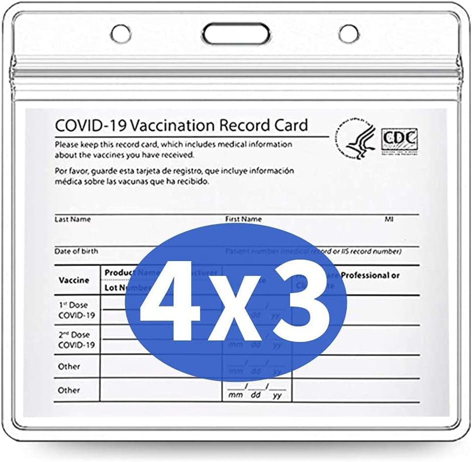 5 Pack 4 X 3 Inches Clear Vinyl Plastic Vaccine Card Holder J818127