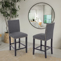 Charcoal Fabric Upholstered Wooden Barstools Set of 2 S477