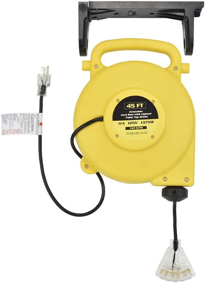 40 Ft 12/3 Retractable Extension Cord Reel with 3 Outlets E137619