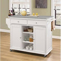 Stainless Steel and White Kitchen Cart Z90948