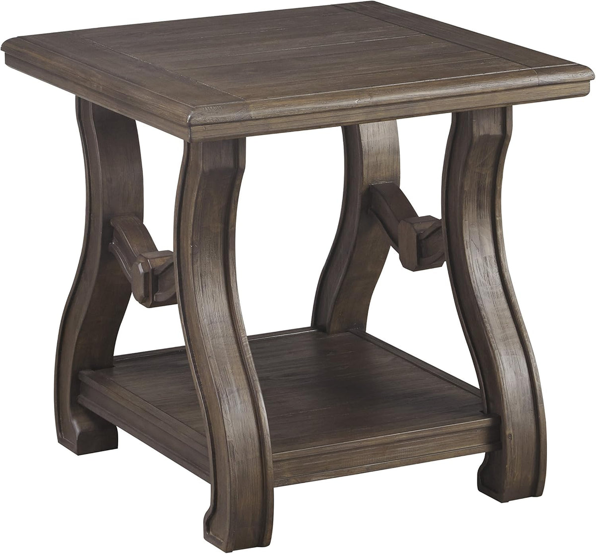 Black Vintage Square End Table with Shelf P99717