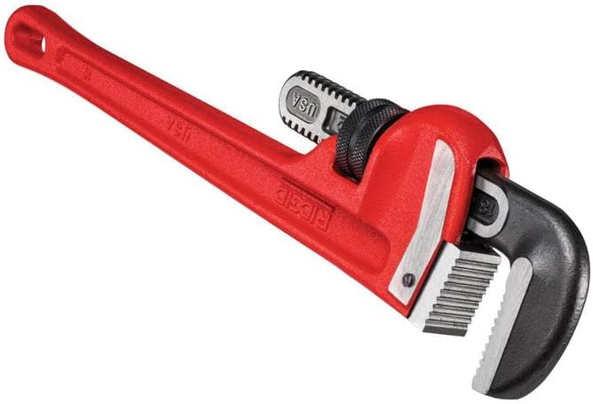 18-inch Heavy-Duty Straight Pipe Wrench, Red, Pack of 2 E80446