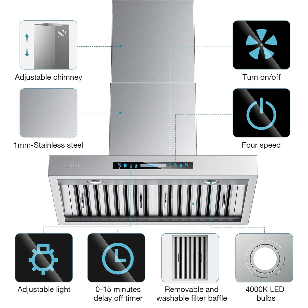 30" Wall Mount Stainless Steel Range Hood L8640
