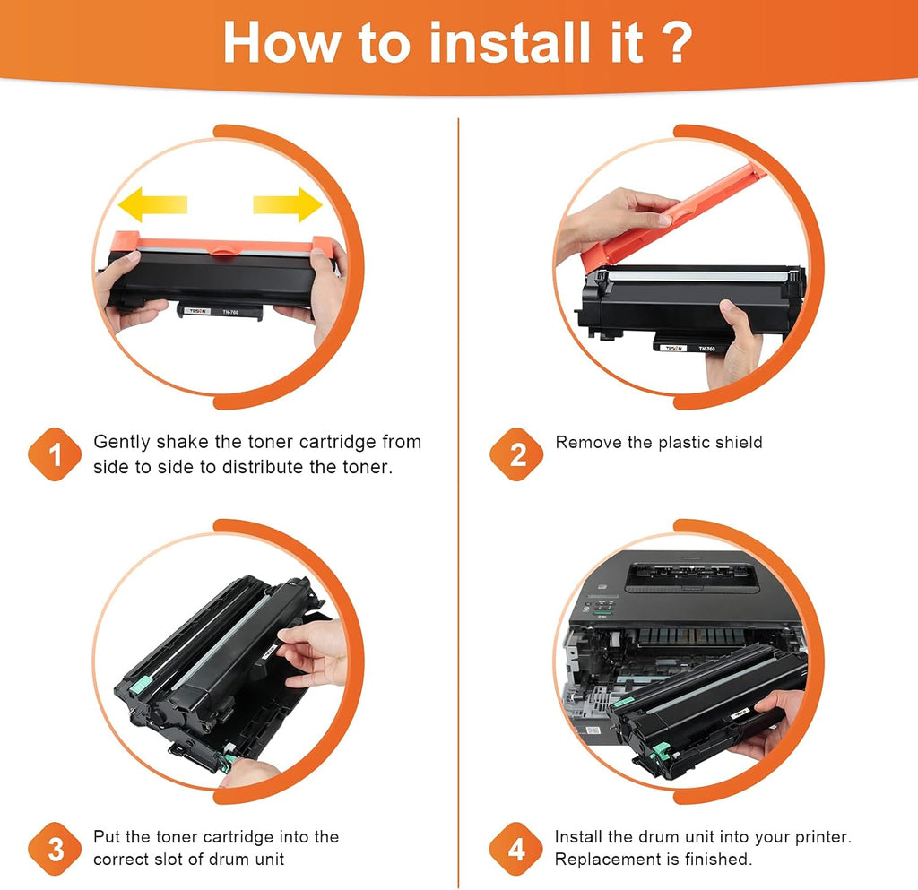 TN760 TN730 Compatible Toner Cartridge Pack of 2 K970