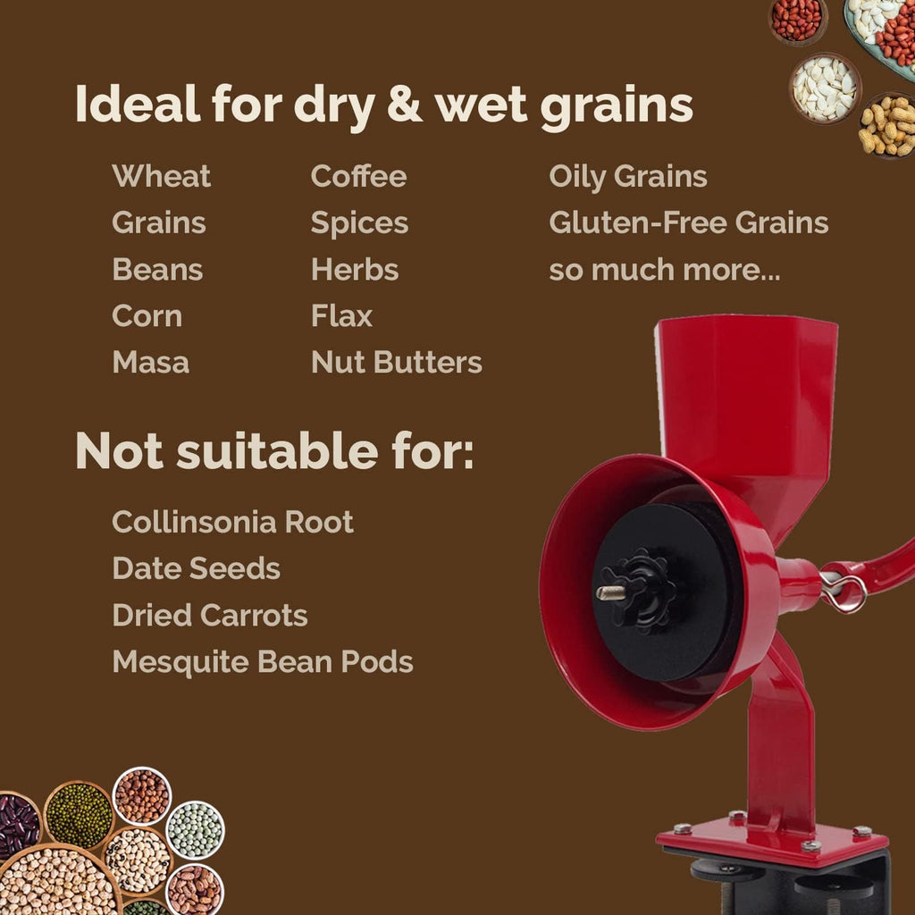 Red Manual Hand Grain Mill J40848
