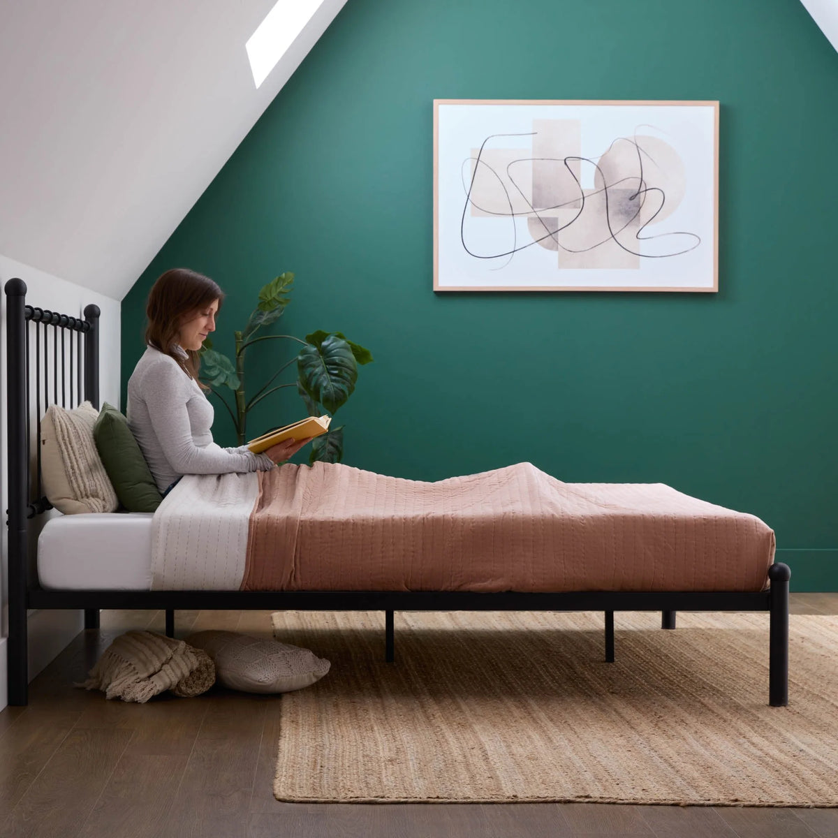 Black Metal Queen Platform Bed S279