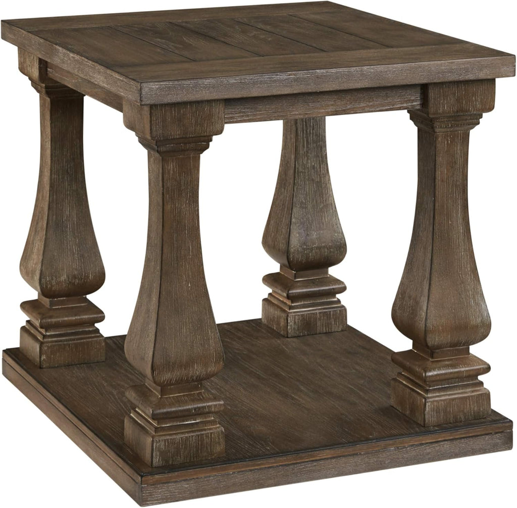 Black Vintage Square End Table with Shelf P99717
