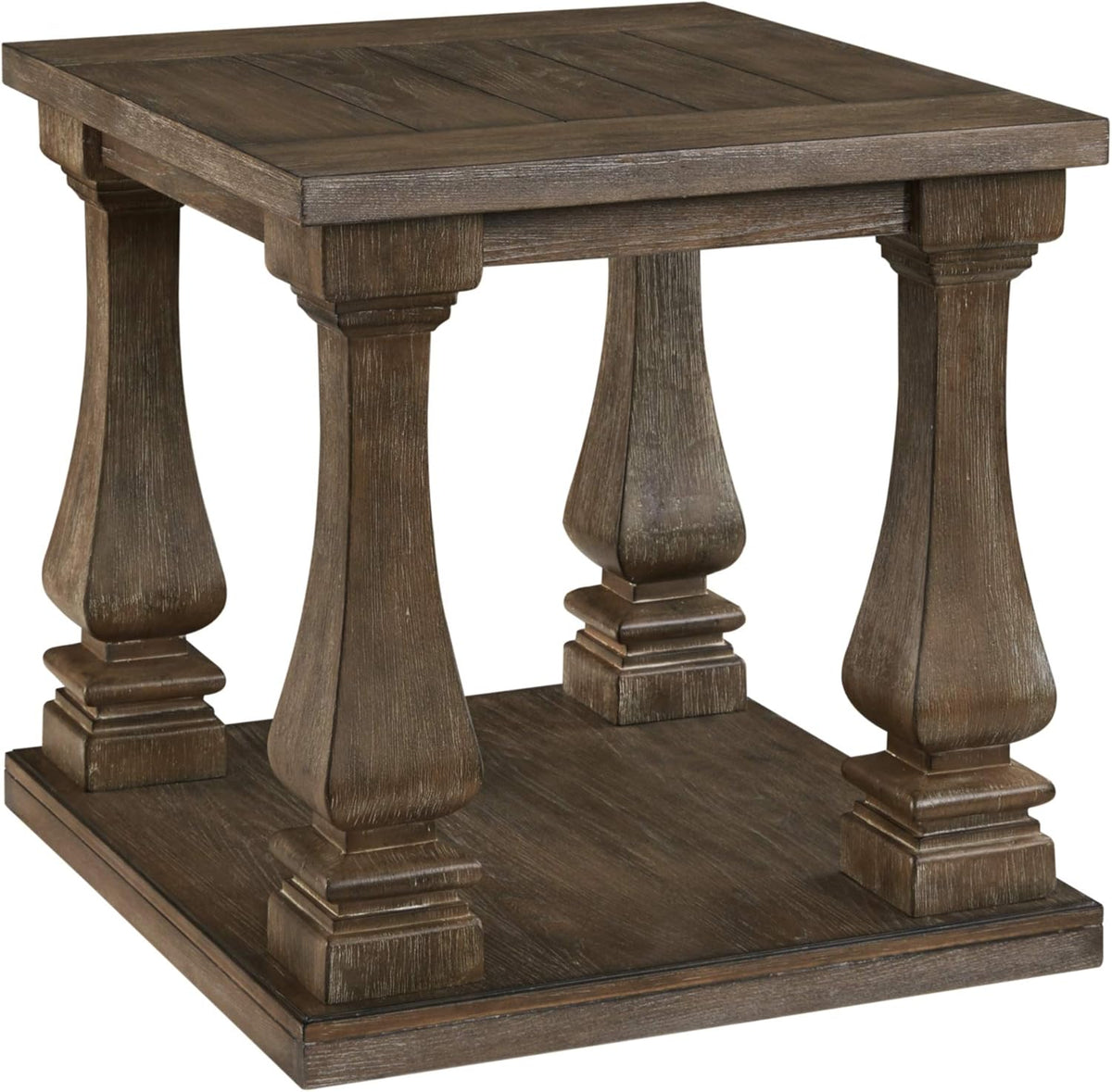 Black Vintage Square End Table with Shelf P99717