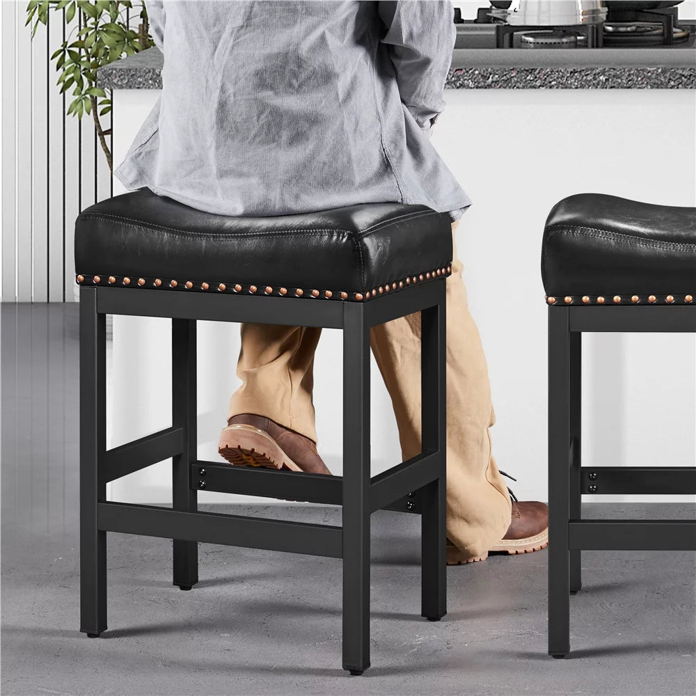 Set of 2 Black Faux Leather Bar Stools E52348
