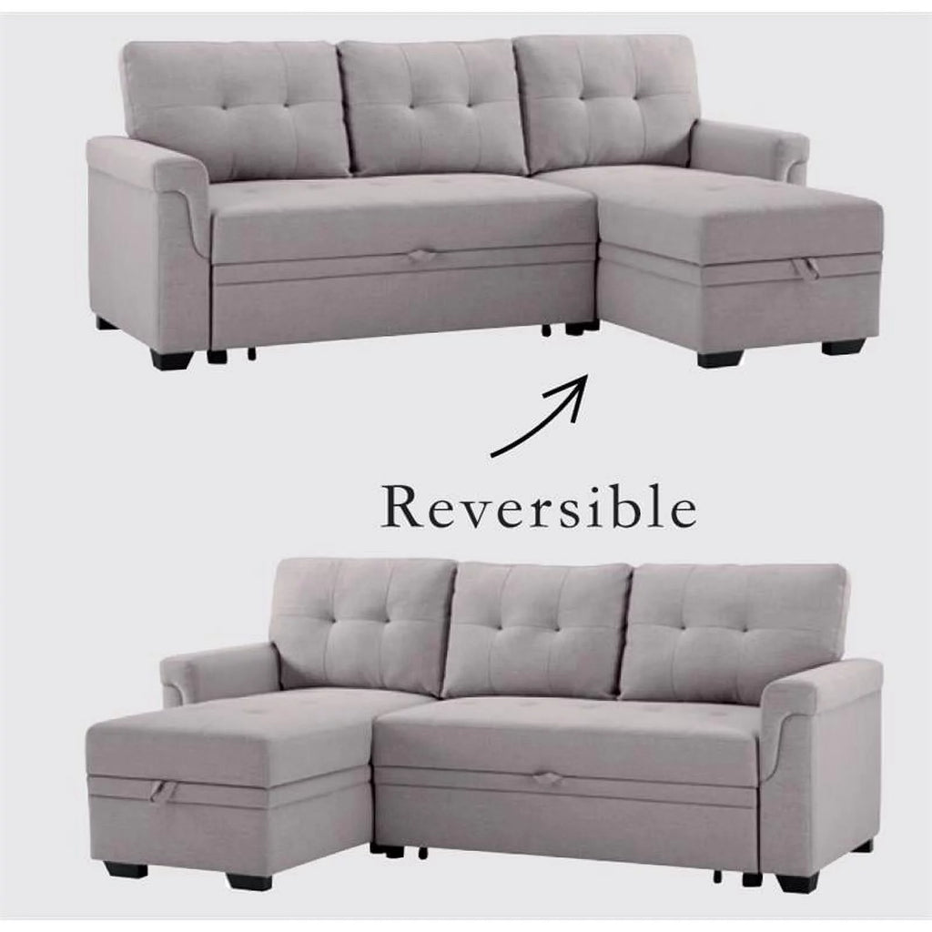 Light Gray Linen Reversible Sleeper Sofa D33867