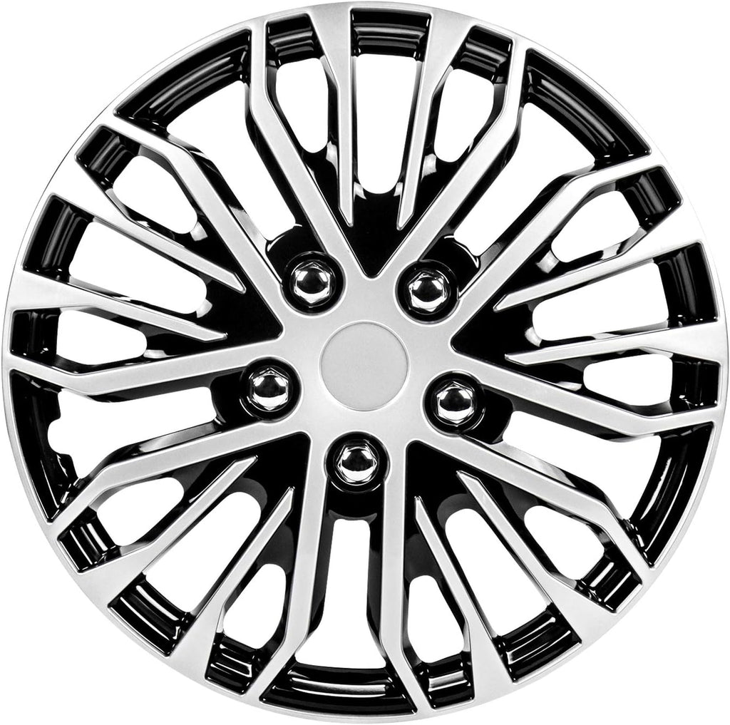 17 Inch Black and Silver Universal Wheel Covers, Set of 4 H32508